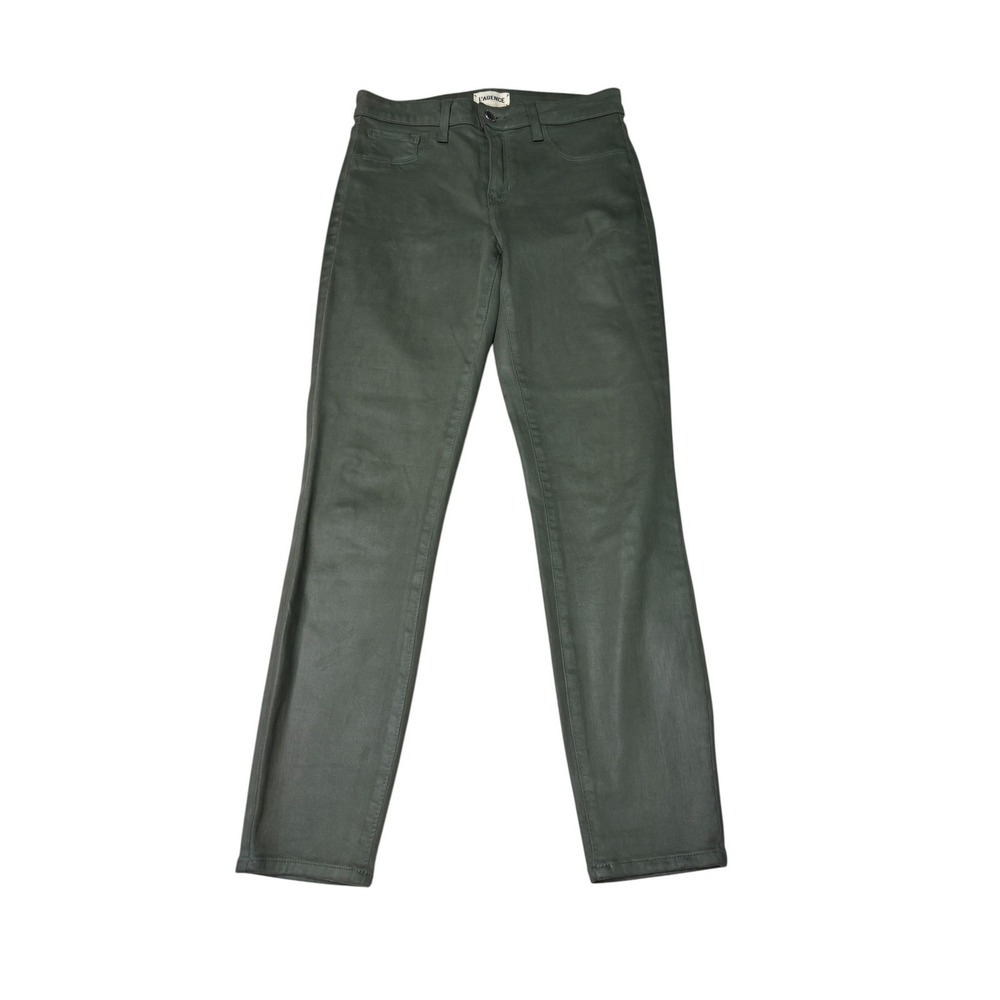 L'AGENCE Margot High‎ Rise Skinny Jeans Beetle Coated Olive Green Size 26X26